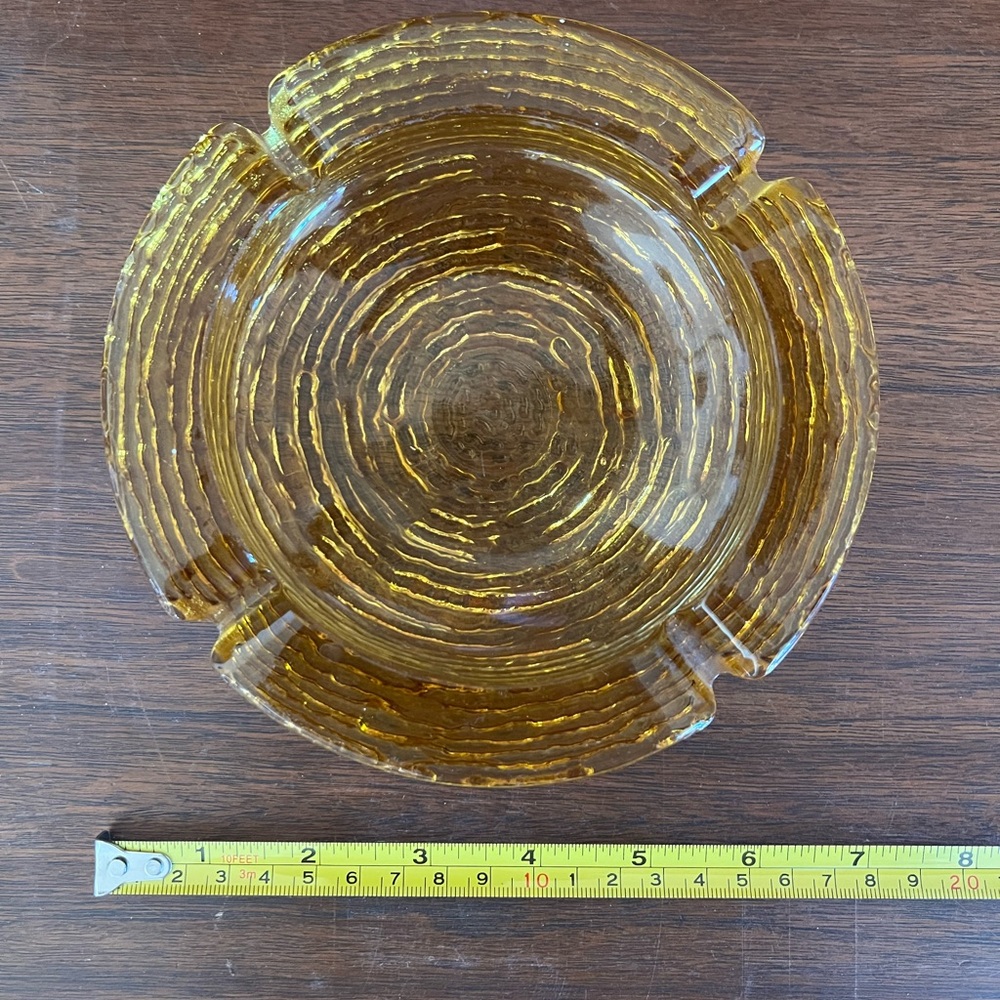 Vintage Amber Glass Ashtray MCM